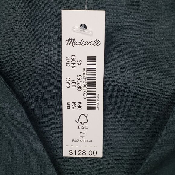 Madewell Crinkle Poplin Wrap Mini Dress Dark Palm Green Women's XS [NH093] Boho - Picture 12 of 16